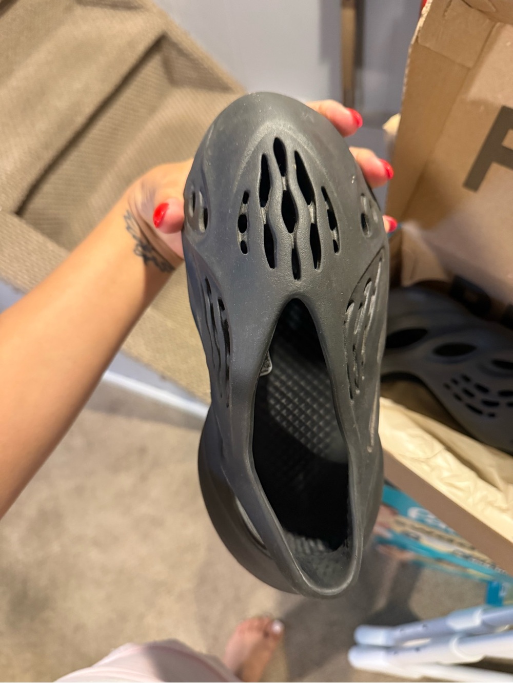 Yeezy Black Slip-On Ventilated Foam Mule